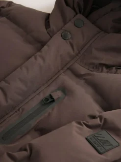 Outlet Next Waterproof Long Line Fleece Lined Puffer Coat (3-17yrs) Brown