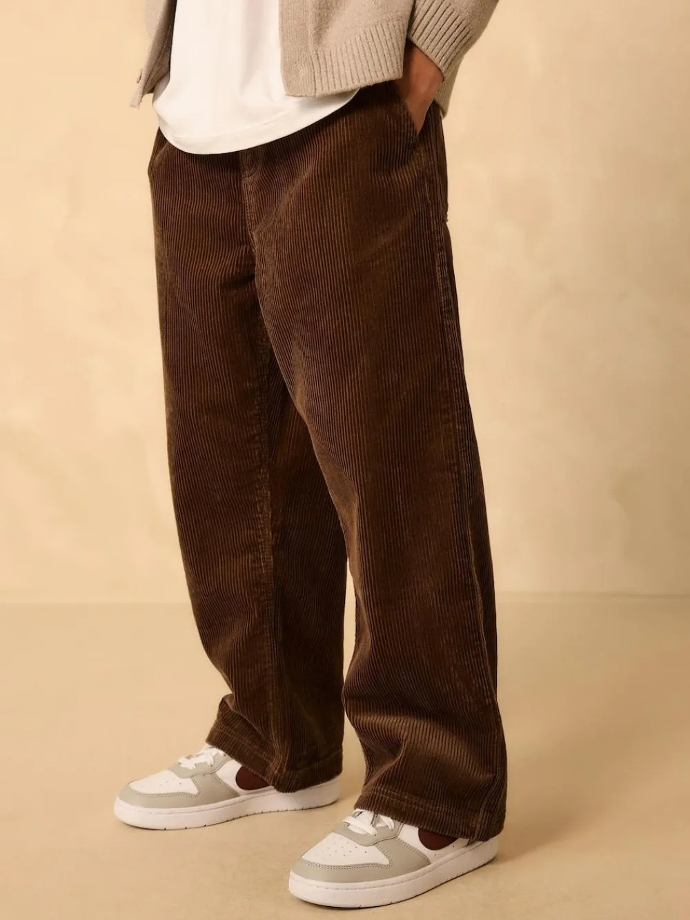 Online Next Wide Fit Corduroy Pull On Trousers (3-16yrs) Brown