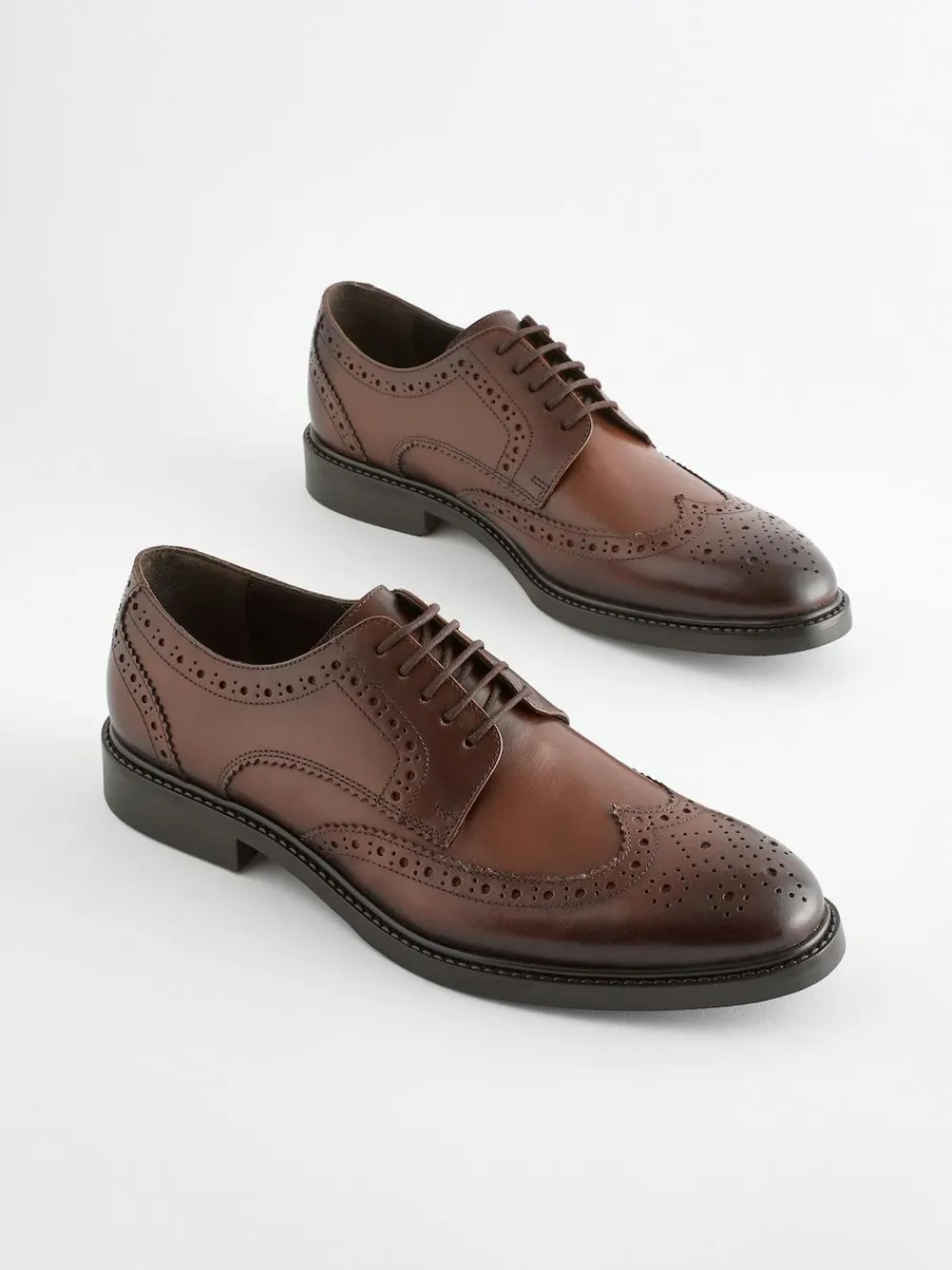 New Next Wide Fit Leather Derby Brogues Brown