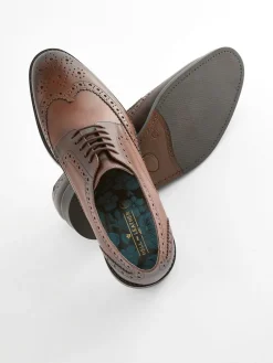 New Next Wide Fit Leather Derby Brogues Brown