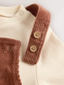 Next Brown Woodland Cord Dungarees and Bodysuit Set (0mths-2yrs)^BOY Dungarees