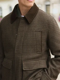 Next Brown Wool Blend Dogtooth Quilted Corduroy Collar Jacket^ Coats & Jackets|Coats & Jackets