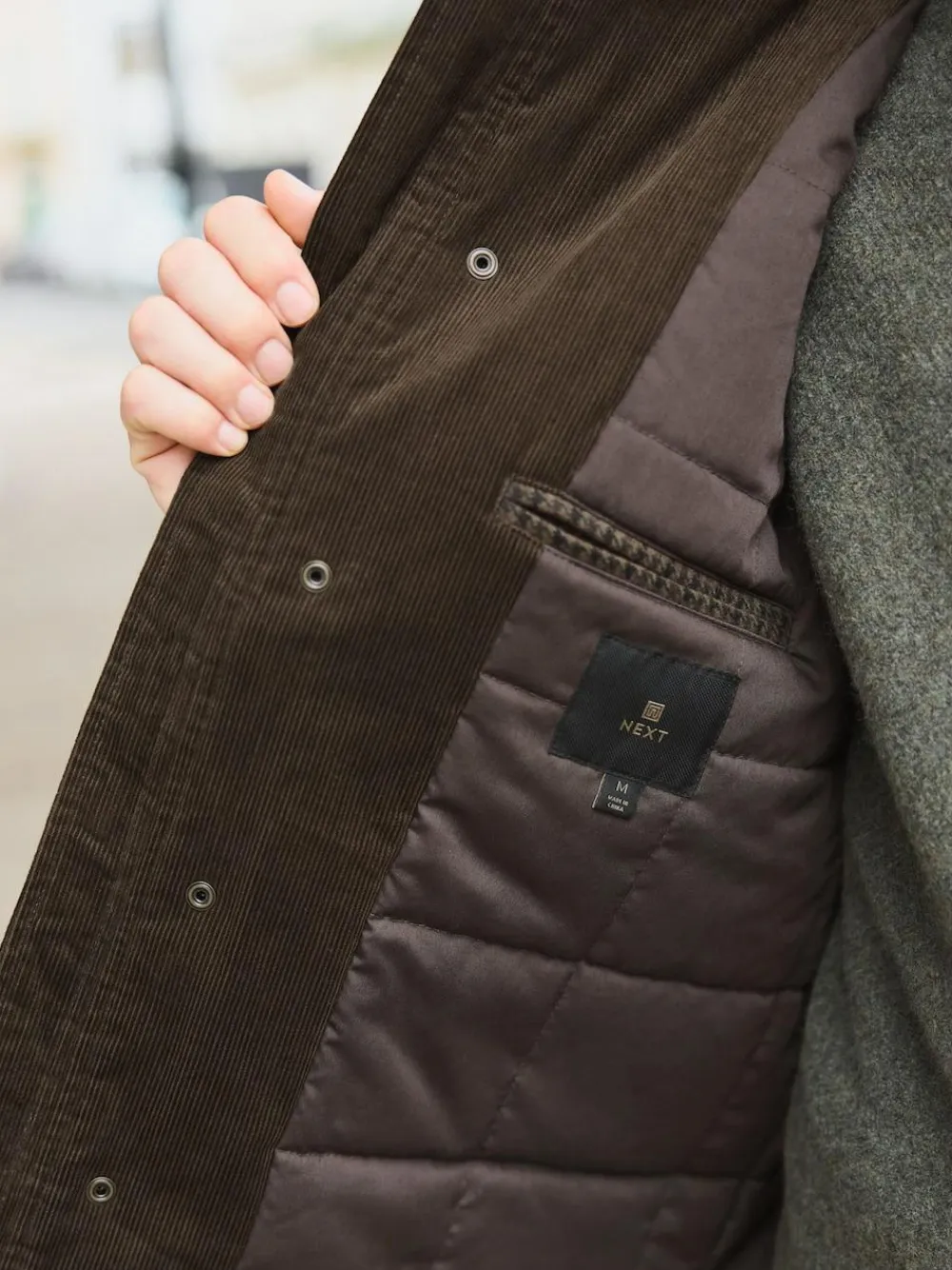 Next Brown Wool Blend Dogtooth Quilted Corduroy Collar Jacket^ Coats & Jackets|Coats & Jackets