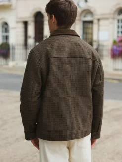 Next Brown Wool Blend Dogtooth Quilted Corduroy Collar Jacket^ Coats & Jackets|Coats & Jackets