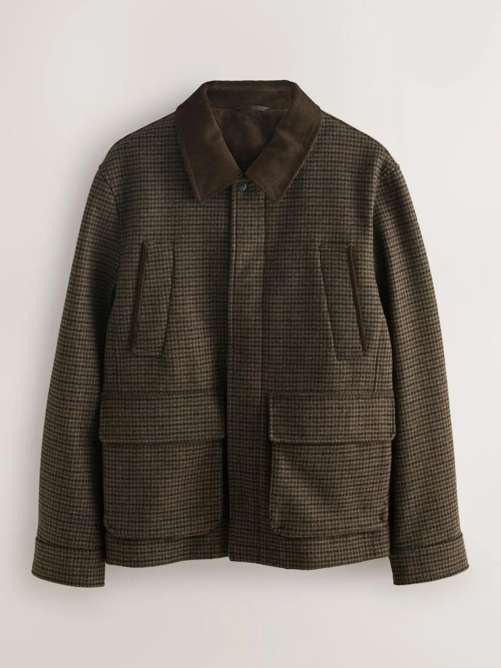 Next Brown Wool Blend Dogtooth Quilted Corduroy Collar Jacket^ Coats & Jackets|Coats & Jackets