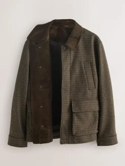 Next Brown Wool Blend Dogtooth Quilted Corduroy Collar Jacket^ Coats & Jackets|Coats & Jackets