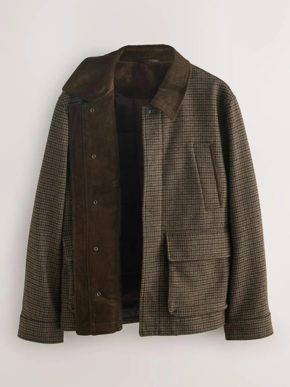Next Brown Wool Blend Dogtooth Quilted Corduroy Collar Jacket^ Coats & Jackets|Coats & Jackets