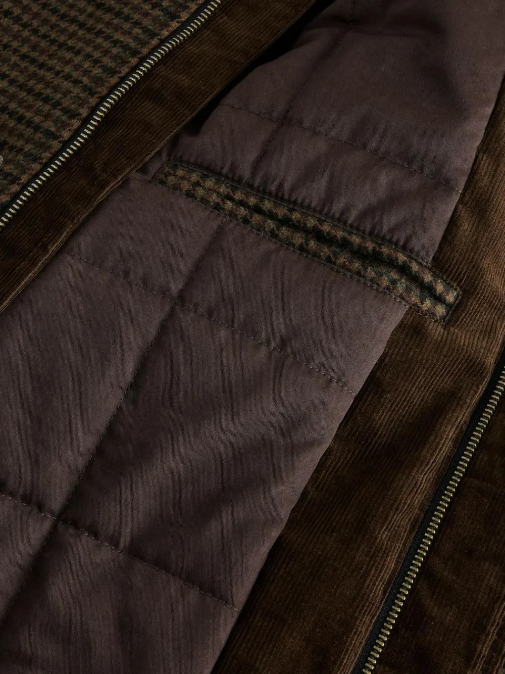 Next Brown Wool Blend Dogtooth Quilted Corduroy Collar Jacket^ Coats & Jackets|Coats & Jackets