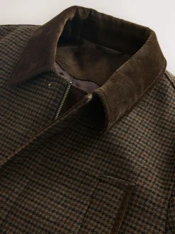 Next Brown Wool Blend Dogtooth Quilted Corduroy Collar Jacket^ Coats & Jackets|Coats & Jackets