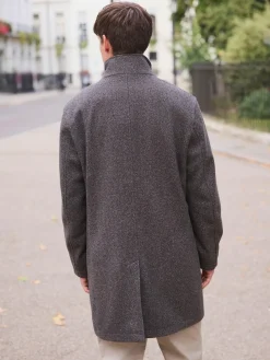 Discount Next Brown Wool Blend Funnel Coat with Mock Gilet