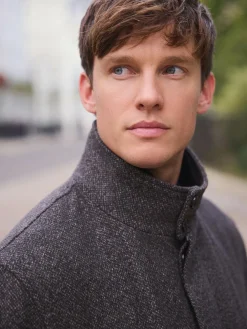 Discount Next Brown Wool Blend Funnel Coat with Mock Gilet