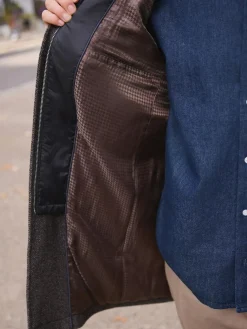 Discount Next Brown Wool Blend Funnel Coat with Mock Gilet