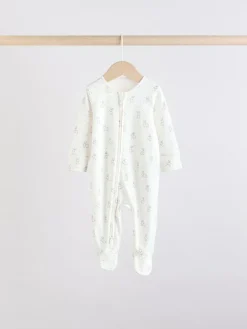 Clearance Next Brown/Cream 5 Pack Two Way Zip Baby Sleepsuits (0mths-2yrs)