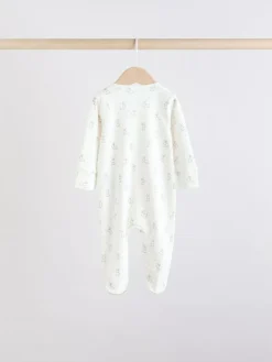 Clearance Next Brown/Cream 5 Pack Two Way Zip Baby Sleepsuits (0mths-2yrs)