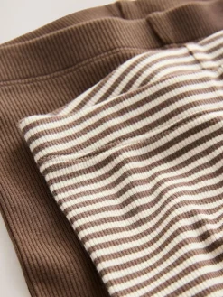 New Next Brown/Cream Babyccino Long Sleeve Tops & Leggings Set 2 Pack (3mths-7yrs)