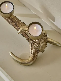 Next Brown/Gold Antler Candle Holder Tealight^ Candle Holders & Lanterns