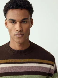 Next Regular Fit Cosy Stripe Crew Jumper with Wool^ Knitwear|Knitwear