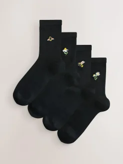 Next Bumble Bee Embroidered Motif Ankle Socks 4 Pack^Women Socks & Tights