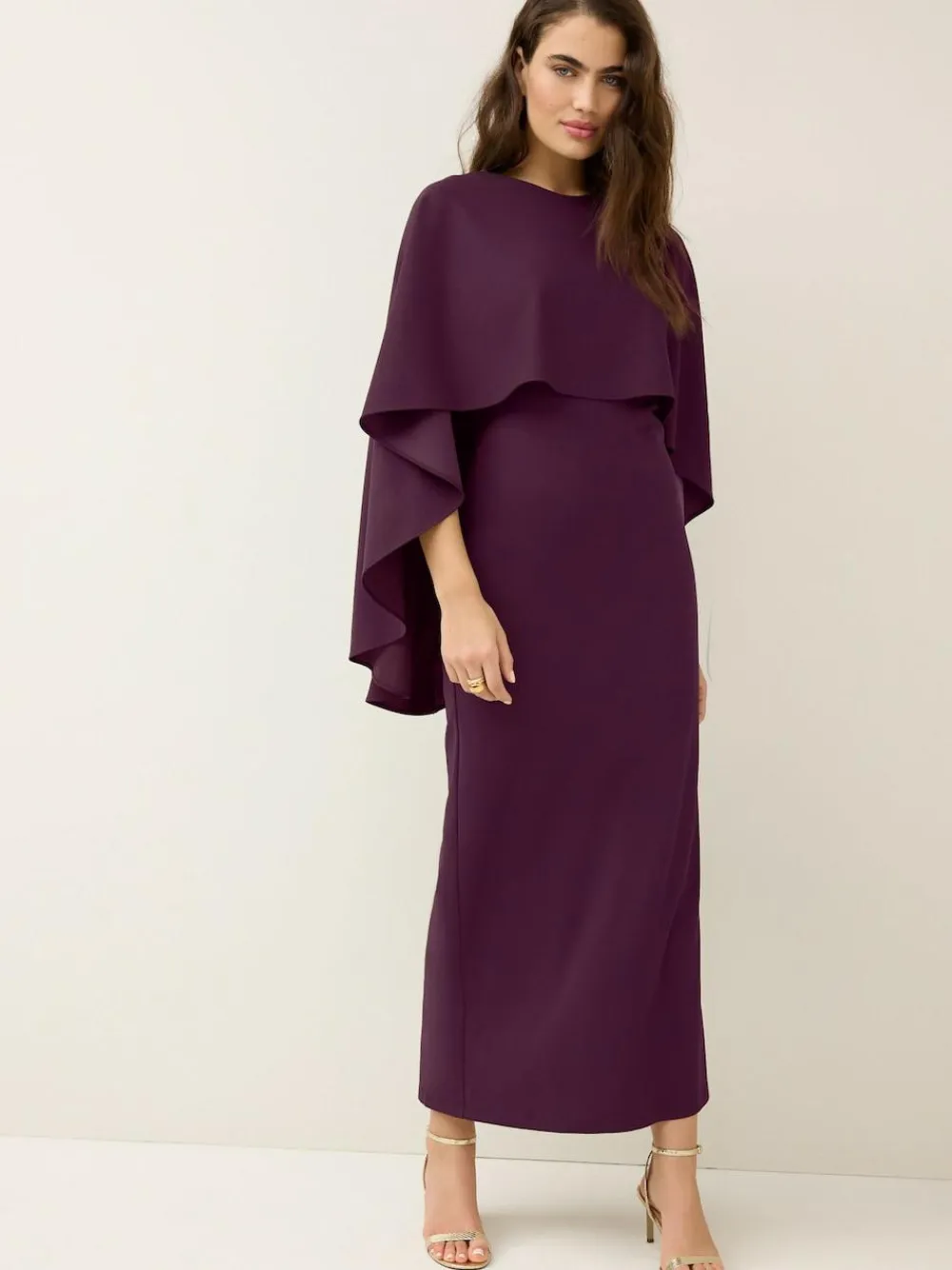 Next Burgundy Red Cape Maxi Dress^Women Occasion Dresses|Maxi Dresses