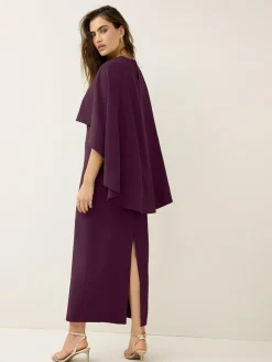 Next Burgundy Red Cape Maxi Dress^Women Occasion Dresses|Maxi Dresses