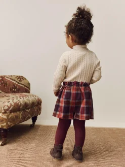 Clearance Next Burgundy Red Check Skort and Tights Set (3mths-7yrs)