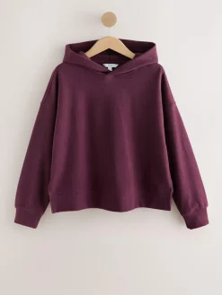 Next Burgundy Red Cosy Soft Touch Rib Overhead Hooded Jumper Sweatshirt^Women Knitwear|Knitwear