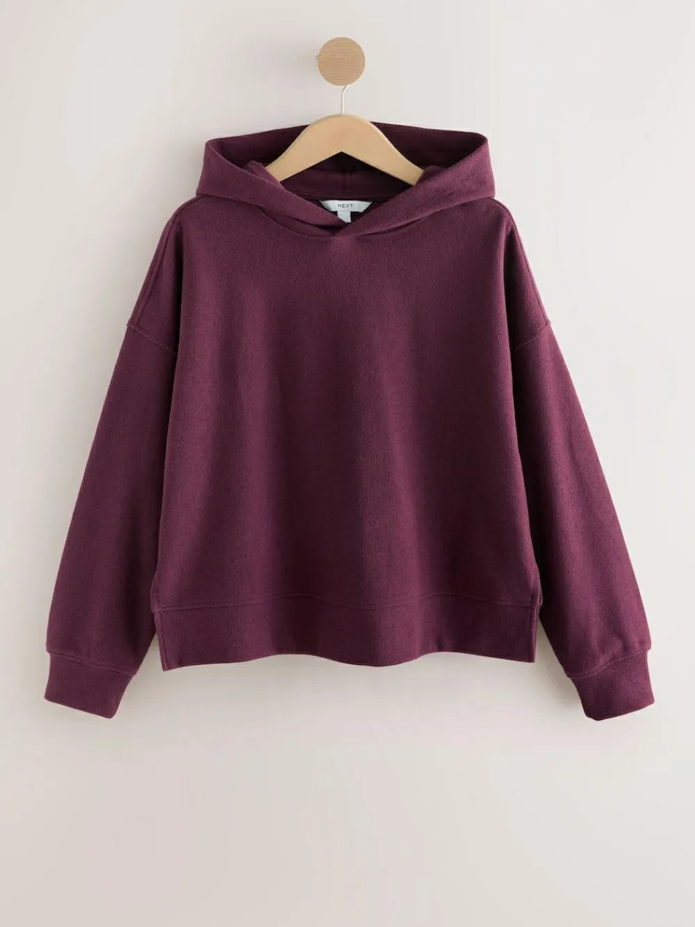 Next Burgundy Red Cosy Soft Touch Rib Overhead Hooded Jumper Sweatshirt^Women Knitwear|Knitwear