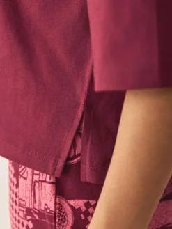 Next Burgundy Red Cotton Short Sleeve Pyjamas^Women Pyjamas|All Night & Lounge