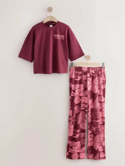 Next Burgundy Red Cotton Short Sleeve Pyjamas^Women Pyjamas|All Night & Lounge