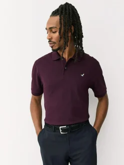 Clearance Next Short Sleeve Pique Polo Shirt Burgundy Red Duck