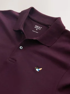 Clearance Next Short Sleeve Pique Polo Shirt Burgundy Red Duck