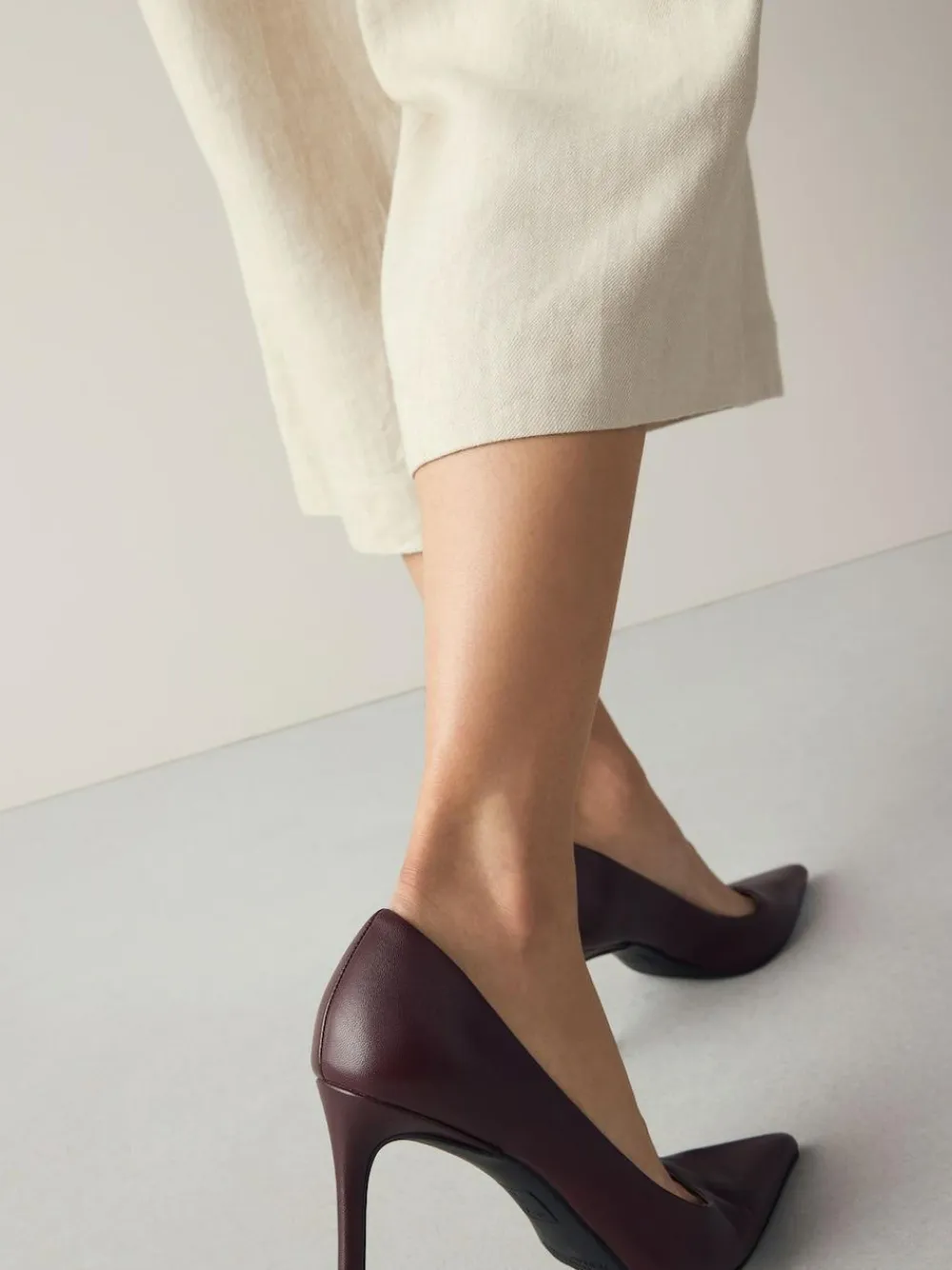 Next Extra Wide Fit Leather Mid Court Shoes^Women Heels