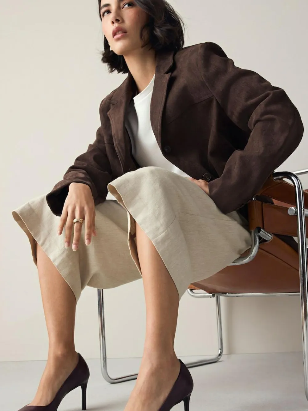 Next Extra Wide Fit Leather Mid Court Shoes^Women Heels