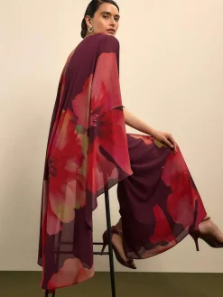 Sale Next Cape Maxi Dress Burgundy Red Floral