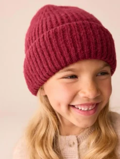 Next Burgundy Red Fluffy Beanie (1-16yrs)^ Hats, Gloves & Scarves|Hats