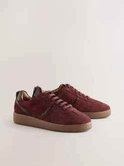 Next Burgundy Red Forever Comfort® Leather Chunky Sole Lace-Up Trainers^Women Sneakers