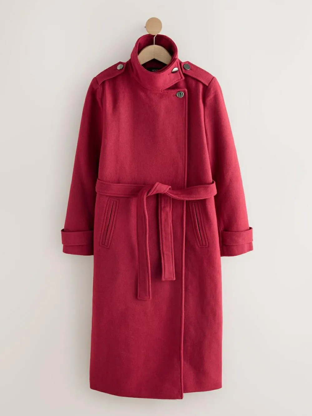 Online Next Formal Funnel Neck Coat Burgundy Red