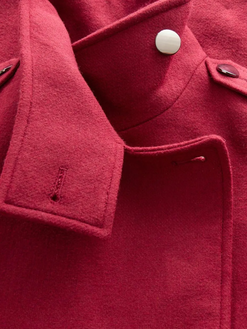 Online Next Formal Funnel Neck Coat Burgundy Red