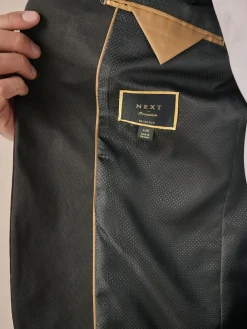 Discount Next Slim Fit Patterned Velvet Blazer Burgundy Red Geometric