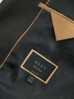 Discount Next Slim Fit Patterned Velvet Blazer Burgundy Red Geometric