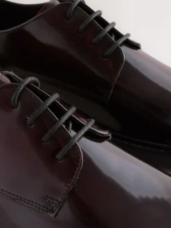 Online Next Hi-Shine Leather Derby Shoes Burgundy Red