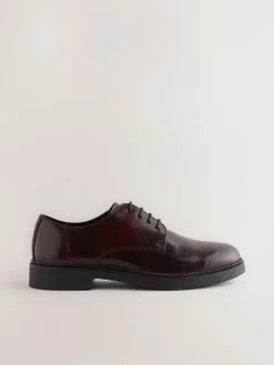 Online Next Hi-Shine Leather Derby Shoes Burgundy Red