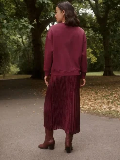 Sale Next 2-In-1 Sweatshirt With Satin Midi Skirt Burgundy Red