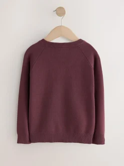 Next Burgundy Red Knitted V-Neck School Jumper (3-16yrs)^BOY Knitwear & Sweaters|Knitwear