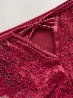Next Lace Bow Back Knickers Burgundy Red
