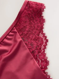 Next Lace Bow Back Knickers Burgundy Red