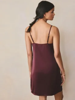 Next Burgundy Red Lace Detail Satin Slip