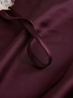 Next Burgundy Red Lace Detail Satin Slip
