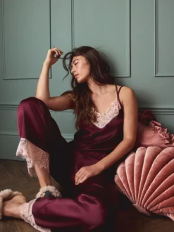 Best Next Burgundy Red Lace Trim Cami Pyjamas