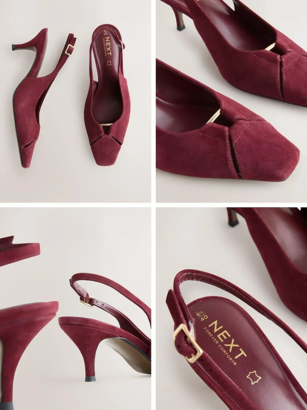 Next Leather Cutout Hardware Detail Slingback Heels^Women Wide Fit & Extra Wide Fit|Heels